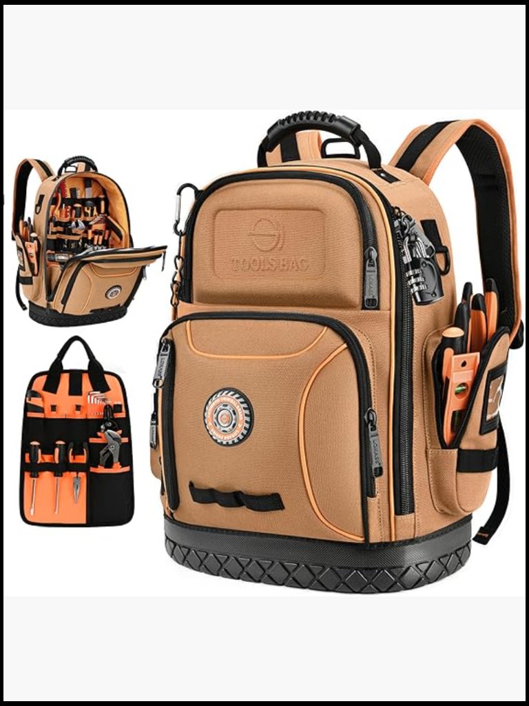 Heavy Duty Canvas Tool Backpack With 75 Pockets Molded Base Lock